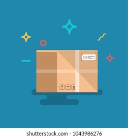 Cardboard box, flat style vector illustration