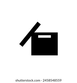 Icono de Vector plano de caja de cartón. Símbolo sólido simple aislado sobre fondo blanco. Plantilla de diseño de signo de caja de cartón para Web y elemento de interfaz de usuario móvil