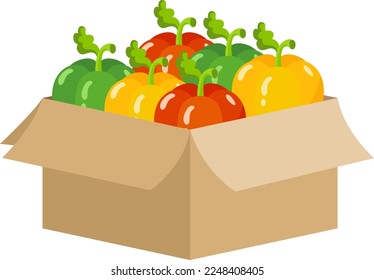 Caja de cartón llena de pimientos
