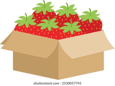 Caja de cartón llena de fresas
