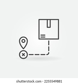 Cardboard Box with Geo Pin vector Destination concept icon or sign in thin line style