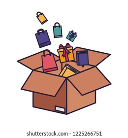Sticker Cartoon Box Things Stock Illustration 1380386582