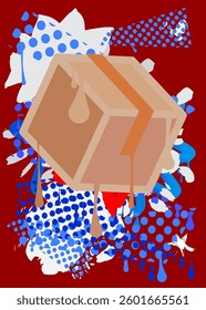 Cardboard Box graffiti. Abstract modern street art decoration performed in urban painting style.