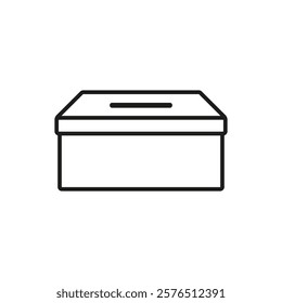 Cardboard box with hole icon. Donation box. Vector. Line style.