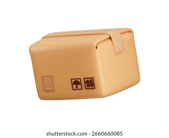 Cardboard box icon 3d render concept of delivery, shipping, cargo handling, storage, and logistics Ideal for ecommerce packaging warehouse management icon vector illustration