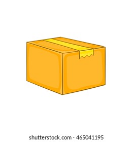 Cardboard box icon in cartoon style on a white background