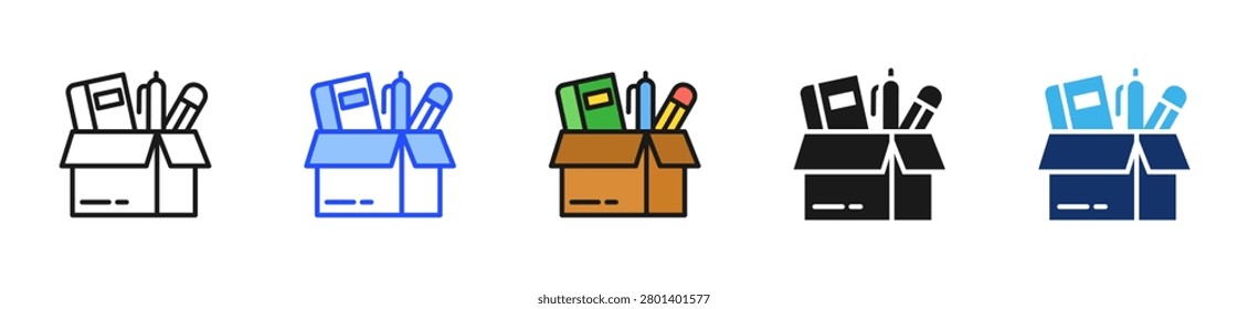 Cardboard Box Icon Collection With Multiple Styles