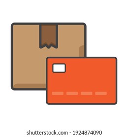 icône carton. carton avec illustration de carte de crédit. Icône vectorielle à plat. peut utiliser pour, icône design element,ui, web, app.
