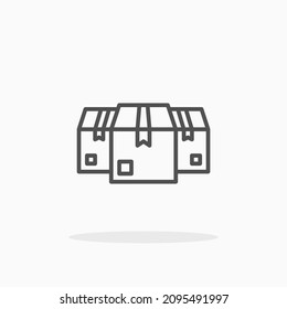 Karton-Symbol. Bearbeitbarer Stroke und Pixel perfekt. Rahmenstil. Vektorgrafik. Genießen Sie dieses Symbol für Ihr Projekt.