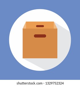 Cardboard box icon, flat design, app button - Vector