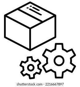 cardboard box icon and gear setting