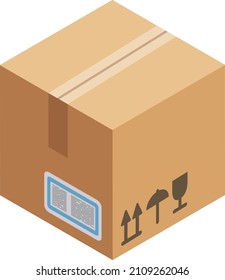 Icono de la caja de cartón. Paquete de carga cerrado isométrico