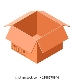 Cardboard box icon. Isometric of cardboard box vector icon for web design isolated on white background