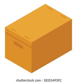 Karton-Symbol. Isometrisch aus Karton, Vektorsymbol für Webdesign einzeln auf weißem Hintergrund