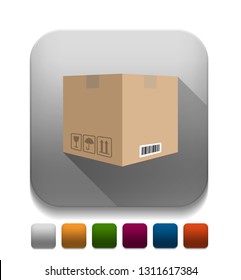 cardboard box icon With long shadow over app button