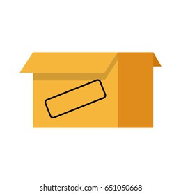 cardboard box icon, open empty container carton