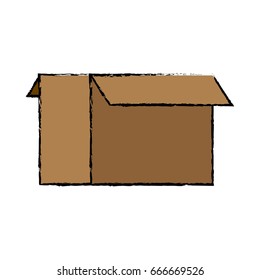 cardboard box icon, open empty container carton