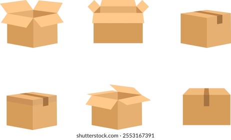 Cardboard box, box icon, packaging box isolated on white background. Vector, cartoon illustration. Vector.