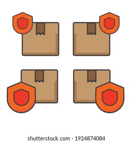 icône carton. carton avec illustration de protection. Icône vectorielle à plat. peut utiliser pour, icône design element,ui, web, app.