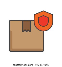 icône carton. carton avec illustration de protection. Icône vectorielle à plat. peut utiliser pour, icône design element,ui, web, app.
