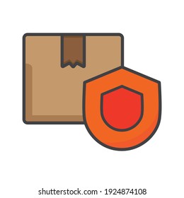 icône carton. carton avec illustration de protection. Icône vectorielle à plat. peut utiliser pour, icône design element,ui, web, app.
