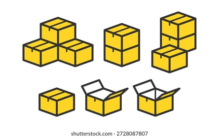 Conjunto de iconos de caja de cartón? Concepto de embalaje y entrega.
