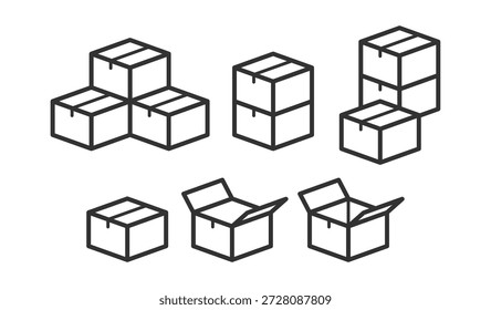 Cardboard Box Icon Set ? Packaging and Delivery Concept.
