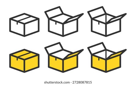 Conjunto de iconos de caja de cartón? Concepto de embalaje y entrega.