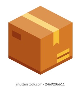 Cardboard box icon for shipping and packaging, logistics, storage, transport, and ecommerce