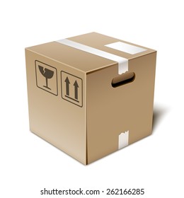 Cardboard box icon, vector illustration