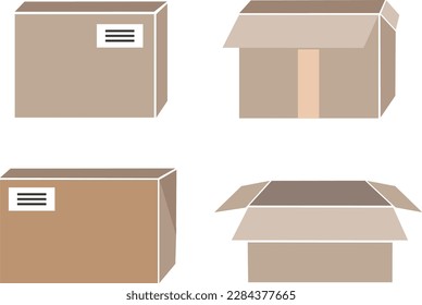 Cardboard box illustration  icon set