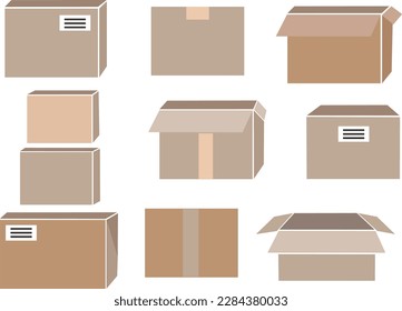 Cardboard box illustration  icon set