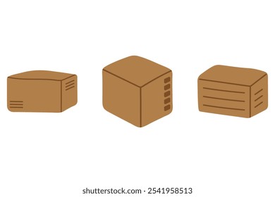 Cardboard box illustration icon set