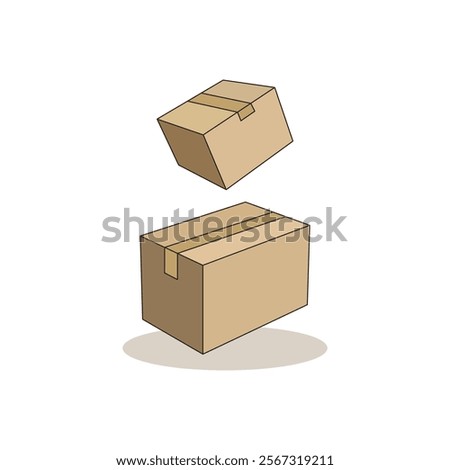 Cardboard Box Illustration Set, Simple Package and Delivery Concept