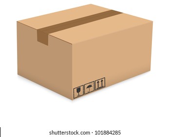 Cardboard box isolated on the white background. Vector illustration.