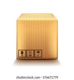 Cardboard box isolated on white photo-realistic vector illustration