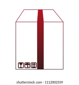 Cardboard box isolated red lines
