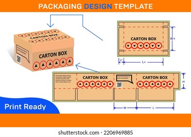 Cardboard box with lid box packaging design template