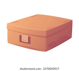 Cardboard Box with Lid as Paper Packaging Container Vector Illustration