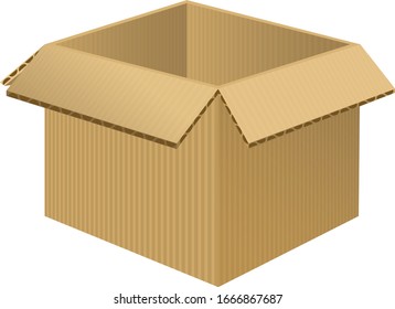 Cardboard box light brown without shadow