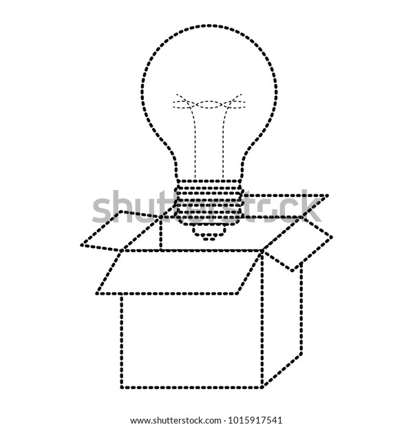 Cardboard Box Light Bulb Black Dotted Stock Vector (Royalty Free