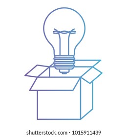 cardboard box and light bulb in degraded purple to blue contour