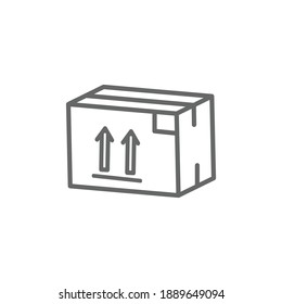 Cardboard box line icon on white backgroud flat vector illustration