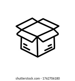 Cardboard box line icon - Open box