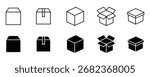 Cardboard box line and solid style icon set. delivery box symbol. vector illustration