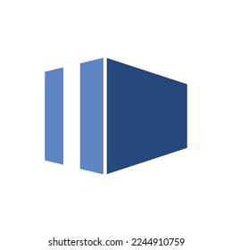 Cardboard box logo icon. Blue. White background. Eps 10.