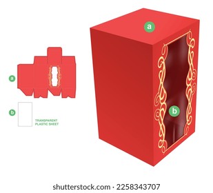 Caja de cartón con ventana de marco de lujo y plantilla de corte de hoja de plástico