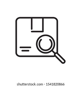 cardboard box magnifier delivery icon vector illustration thick line