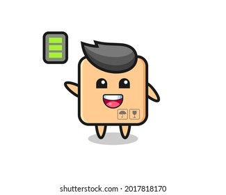 cardboard box mascot character with energetic gesture , cute style design for t shirt, sticker, logo element