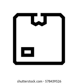 Cardboard box mini line, icon, background and graphic. The icon is black and white, linear  flat, vector, pixel perfect, minimal, suitable for web and print. 